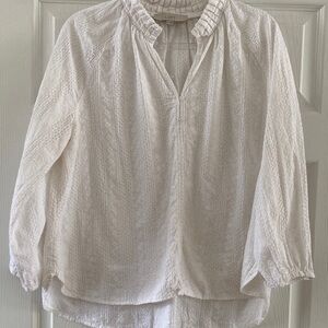 LOFT white Textured Blouse